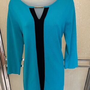 Vintage Turquoise Long Sleeve Top/tunic, Size M